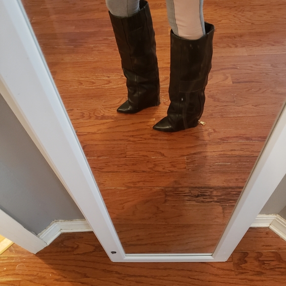 Black wedge knee high boots - Picture 5 of 7